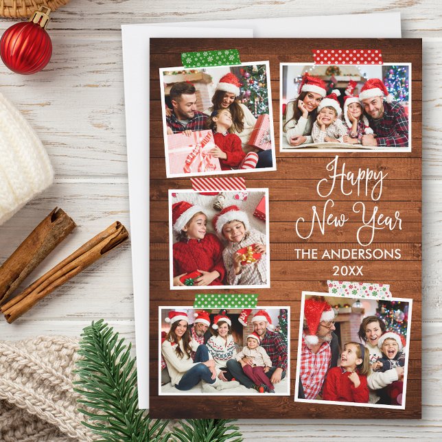 Tarjeta Festiva Calligrafía divertida Feliz Año Nuevo Cinta de Art (Customize to add text to back of card.)