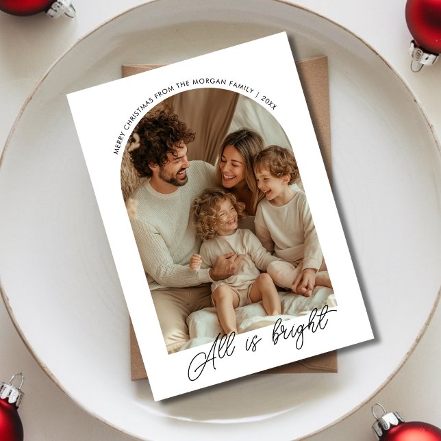Tarjeta Festiva Calligrafía: fotografía familiar de Navidades bril (Subido por el creador)