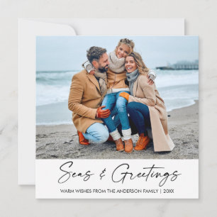 Tarjeta Festiva Calligrafía Ink Script Seas y Greetings Square