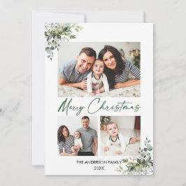 Tarjeta Festiva Calligrafía Navidades de tinta verde vegetación 3