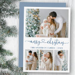 Tarjeta Festiva Calligrafía Navidades del corazón 4 Foto Dusty Blu<br><div class="desc">Caligrafía moderna Corazón guión Merry Navidad 4 tarjeta de vacaciones - Dusty Blue Script</div>