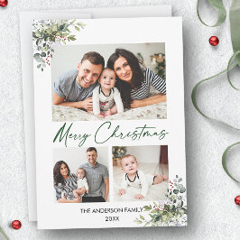 Tarjeta Festiva Calligrafía Tinta verde 3 Foto Berries de vegetaci