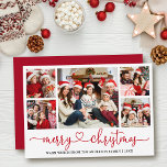 Tarjeta Festiva Calligraphy Heart 5 Navidades de fotografía Red<br><div class="desc">Caligrafía moderna guión del corazón 5 Collage de fotos de la familia de fotos Tarjeta navideña - Guión rojo</div>