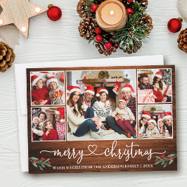 Tarjeta Festiva Calligraphy Heart 5 Navidades de la madera fotográ