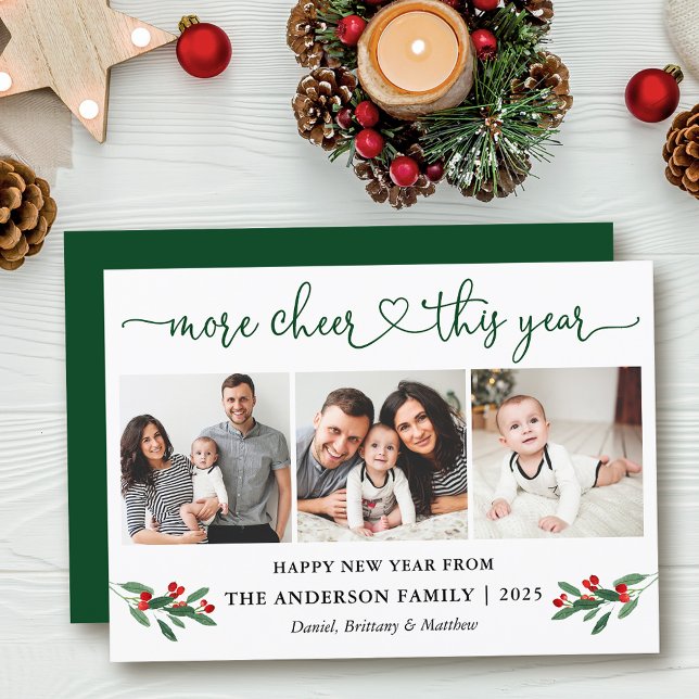 Tarjeta Festiva Calligraphy Heart More Chely Holly 3 Photo (Customize to add text to back of card.)