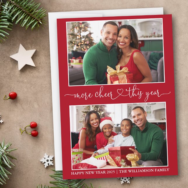 Tarjeta Festiva Calligraphy Heart More Cheth Red 2 Photo (Customize to add text to back of card.)