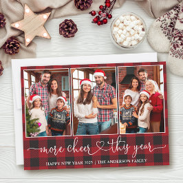 Tarjeta Festiva Calligraphy Heart Plaid More Cheter 3 Photo