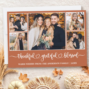 Tarjeta Festiva Calligraphy Heart Thankful 5 Photo