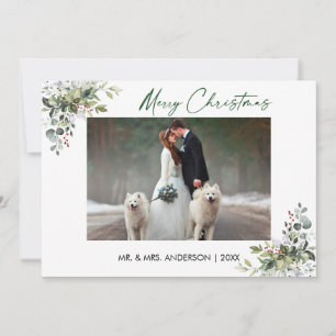 Tarjeta Festiva Calligraphy Ink Script Pareja Verdor Berries