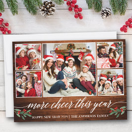 Tarjeta Festiva Calligraphy Wood Más Alegre Este Año 5 Foto