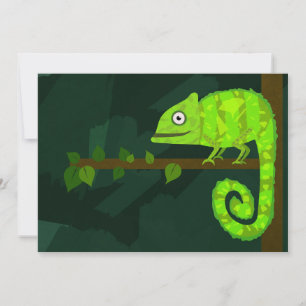 Tarjeta Festiva Camaleón lindo verde
