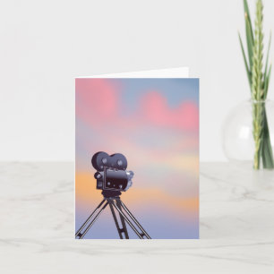 Tarjeta Festiva Cámara de cine vintage atardecer