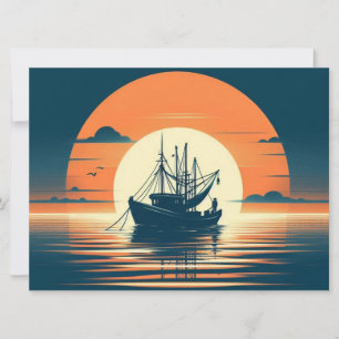 Tarjeta Festiva Camarón/pesca de vintage/náutico