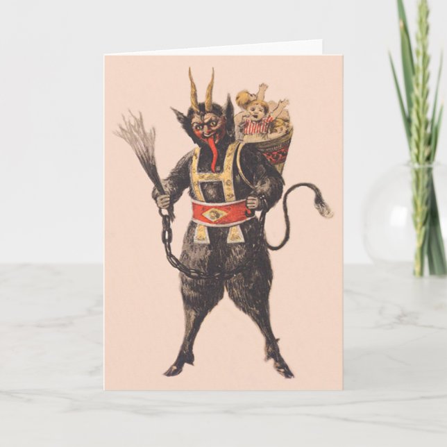 Tarjeta Festiva Cambio de niños de Krampus Kidnapping (Anverso)
