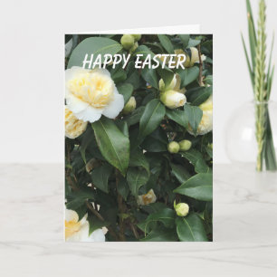 Tarjeta Festiva Camelia Blanca de Pascua
