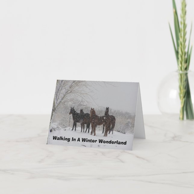 Tarjeta Festiva Caminando En Un País De Maravillas De Invierno (Anverso)