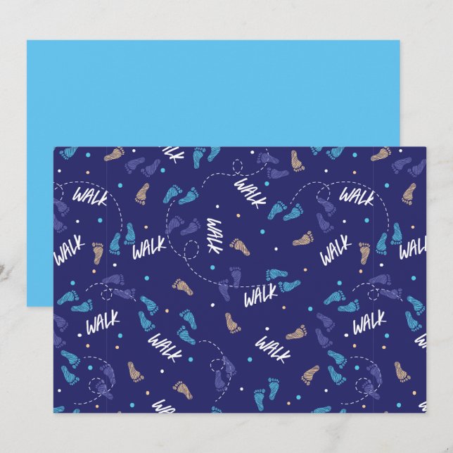 Tarjeta Festiva Caminando juntos: Silhouette de Huella de Aventura (Anverso / Reverso)