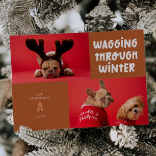 Tarjeta Festiva Caminar a través de la foto del Mascota de Winter