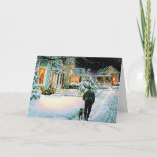 Tarjeta Festiva Caminar En La Nieve