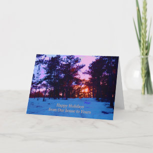Tarjeta Festiva Camino de invierno hacia los Navidades