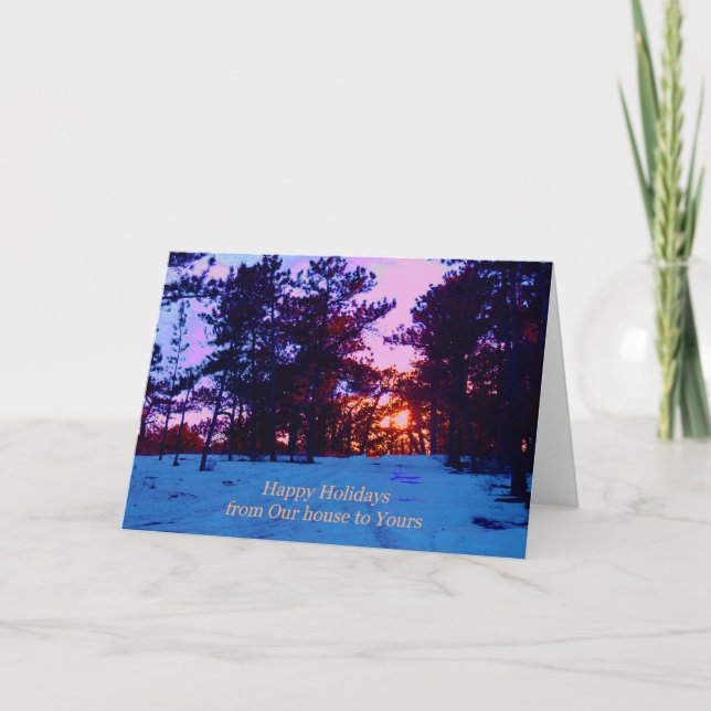 Tarjeta Festiva Camino de invierno hacia los Navidades (Anverso)