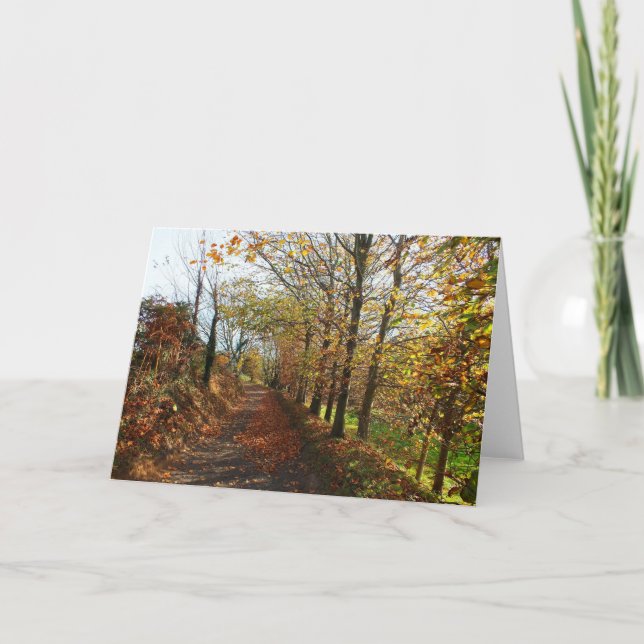 Tarjeta Festiva Camino de Jersey en otoño (Anverso)