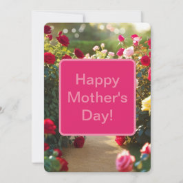 Tarjeta Festiva Camino del jardín Rosa Verde Rosa Rojo 2025