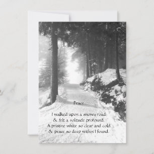 Tarjeta Festiva Camino Nevado Poema de Paz Vacaciones