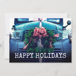 Tarjeta Festiva Camión Antiguo Rústico con Corona