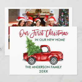 Tarjeta Festiva Camión con guión de pincel rojo Primera foto de Na