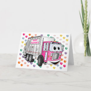 Tarjeta Festiva Camión de basura de San Valentín 3D