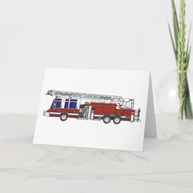 Tarjeta Festiva Camión de bomberos navidades (Anverso)