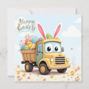Tarjeta Festiva Camión de Pascua entrega de huevos