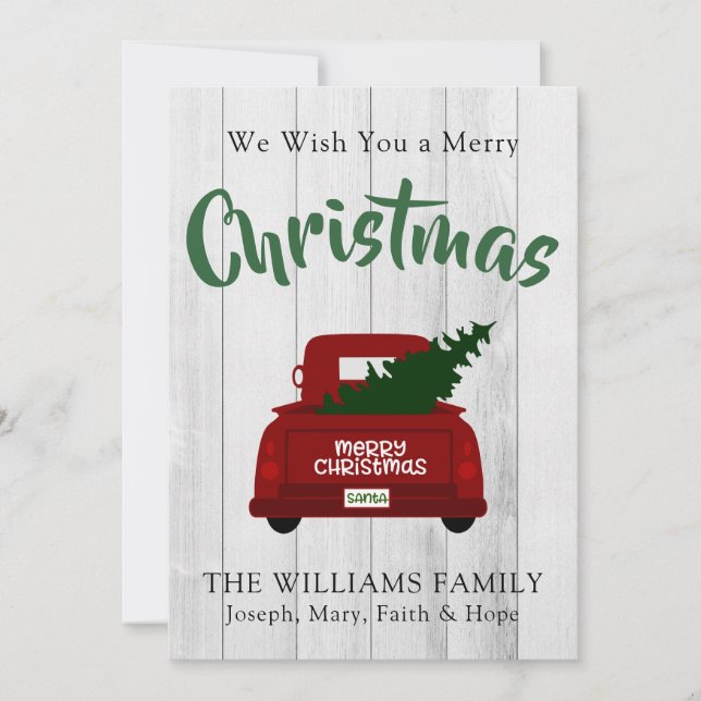 Tarjeta Festiva Camión de recogida de venado rojo - Personalizado (Anverso)