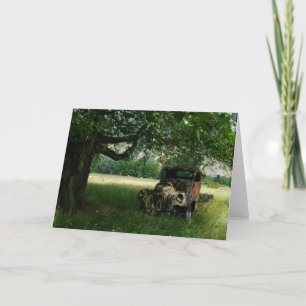 Tarjeta Festiva Camión del abuelo bajo el árbol