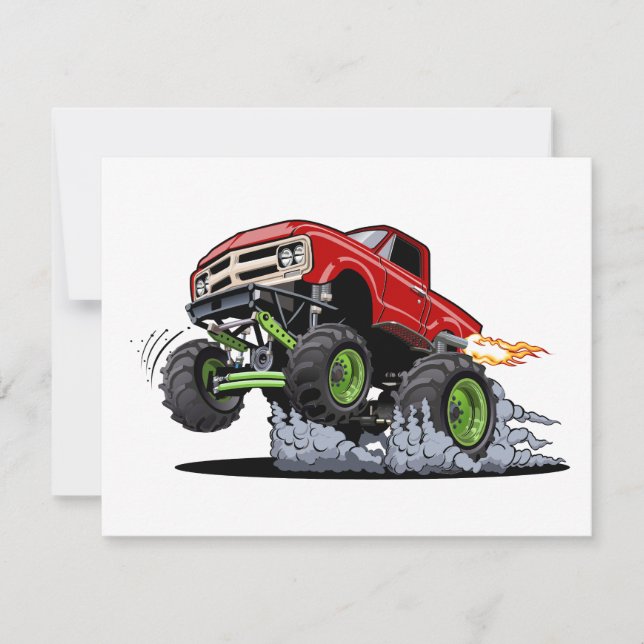 Tarjeta Festiva camión monstruo personalizado (Anverso)