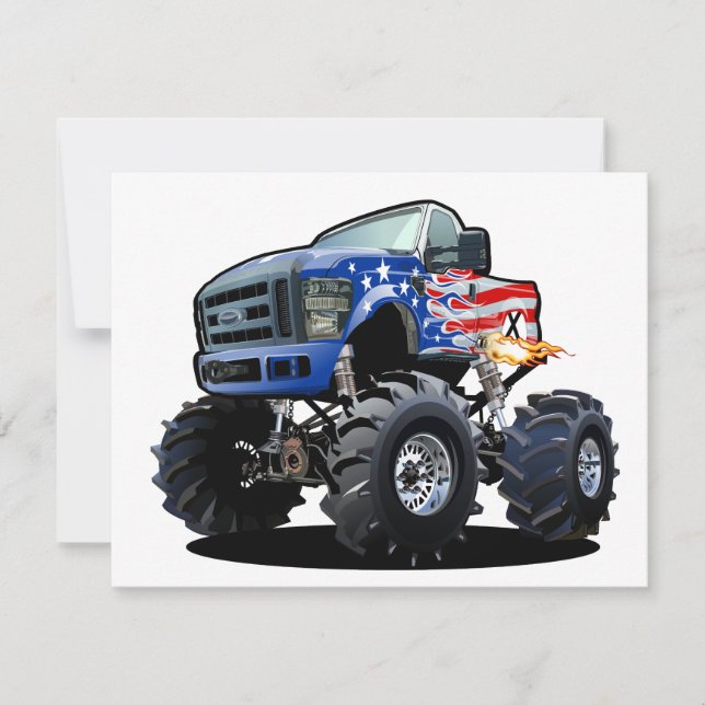 Tarjeta Festiva camión monstruo personalizado (Anverso)
