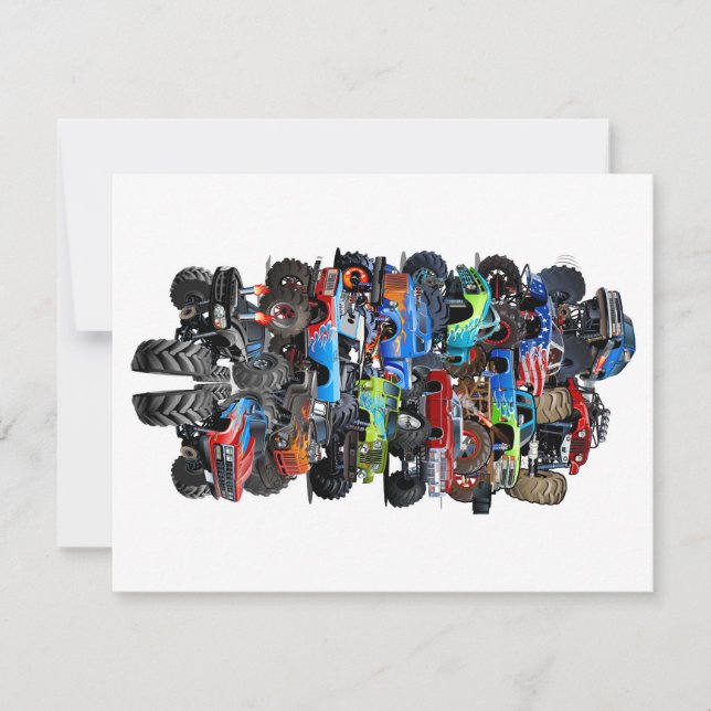 Tarjeta Festiva camión monstruo personalizado (Anverso)