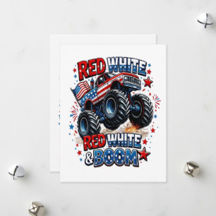 Tarjeta Festiva Camión Monstruo Red White Boom