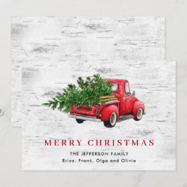 Tarjeta Festiva Camión retro vintage rojo de la granja Boho del ár