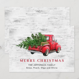 Tarjeta Festiva Camión retro vintage rojo de la granja Boho del ár