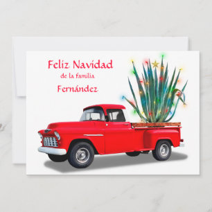 Tarjeta Festiva Camión Rojo con Cactus Agave