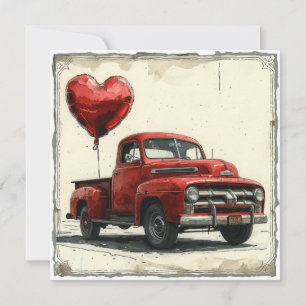 Tarjeta Festiva Camión rojo de San Valentín: Caravana de Cupido