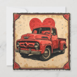 Tarjeta Festiva Camión Rojo de San Valentín: Cruiser Rojo Romántic