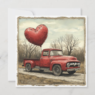 Tarjeta Festiva Camión Rojo de San Valentín: Expedición sentida