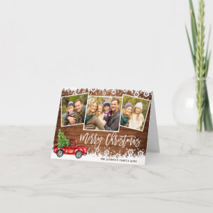 Tarjeta Festiva Camión Rojo Retro 4 Navidades FOTOGRÁFICOS Saludos