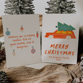Tarjeta Festiva Camión Rojo Vintage Resumen de Navidades no foto