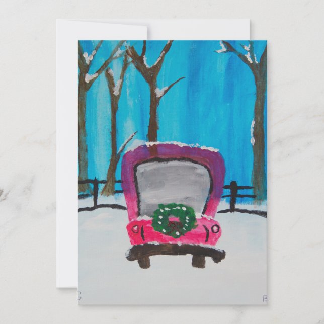 Tarjeta Festiva Camioneta Roja Pequeña (Anverso)