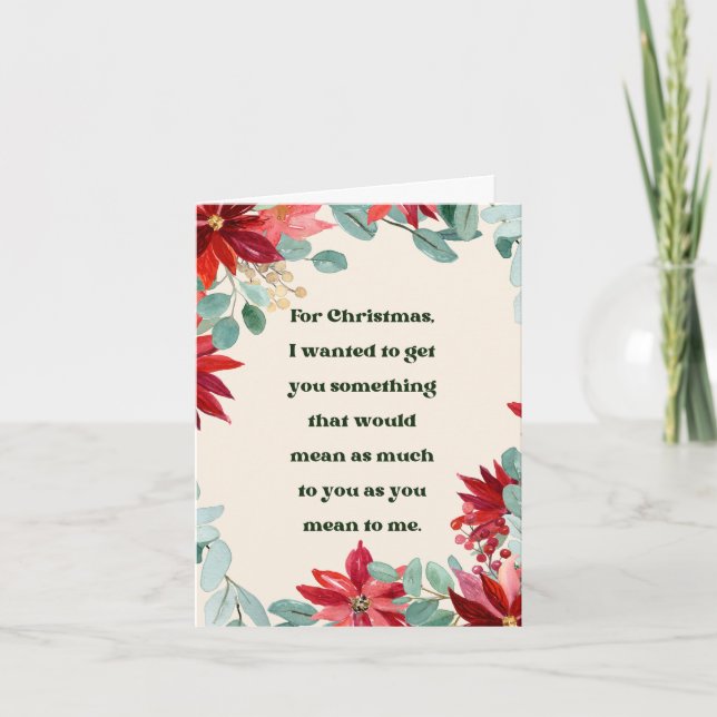 Tarjeta Festiva Camioneta Roja Pequeña Dulce con un Árbol de Navid (Anverso)