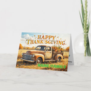 Tarjeta Festiva Camioneta Rústica Vintage de Cosecha – Feliz Día d